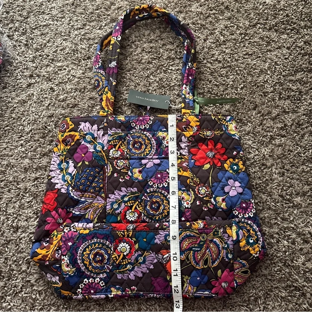 Vera Bradley Quilted Floral Tote in Purple with Multicolor Accents